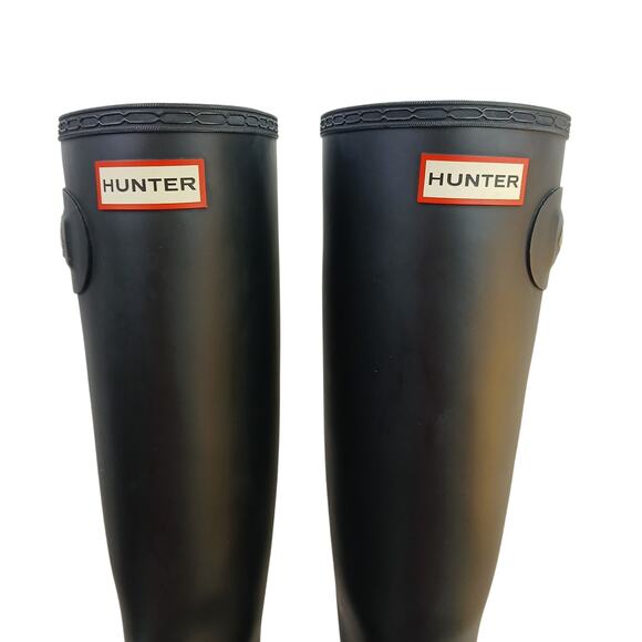 Hunter Women's SZ 9 Tall Rain Boots In Black With Removable Sock Inserts - Picture 6 of 10
